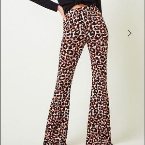 Rust Leopard print bell bottom pants - Large